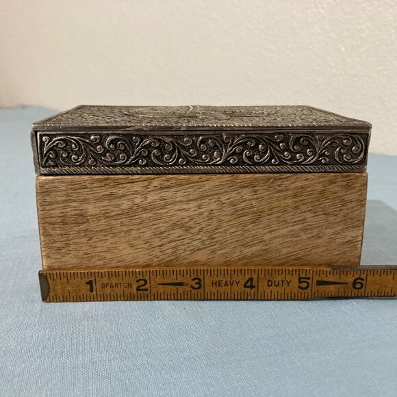 Wood And Metal Hamsa Decorative Box With Intricate Engraving - Picture 10 of 11